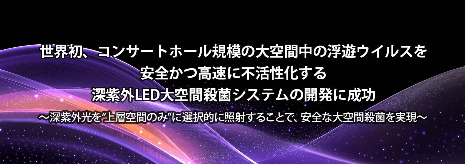 世界初、コンサートホール規模の大空間中の浮遊ウイルスを安全かつ高速に不活性化する深紫外LED大空間殺菌システムの開発に成功